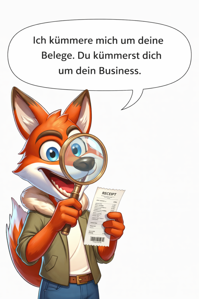 Fuchs Maskottchen analysiert SEO Optimierung für Schweizer KMU